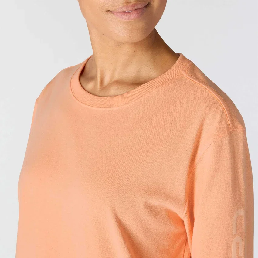 Camisas femininas Dearborn de corte largo, com manguitos compridos e peso pesado, com logótipo