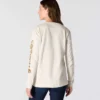 Camisas femininas Dearborn de corte largo, com manguitos compridos e peso pesado, com logótipo