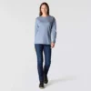 Camisas femininas Dearborn de corte largo, com manguitos compridos e peso pesado, com logótipo