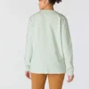 Camisas femininas Dearborn de corte largo, com manguitos compridos e peso pesado, com logótipo