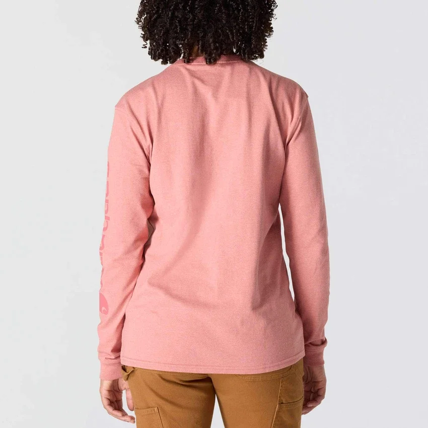 Camisas femininas Dearborn de corte largo, com manguitos compridos e peso pesado, com logótipo
