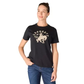 Camisas femininas Irvine de corte descontraído com grafismo de cavalo