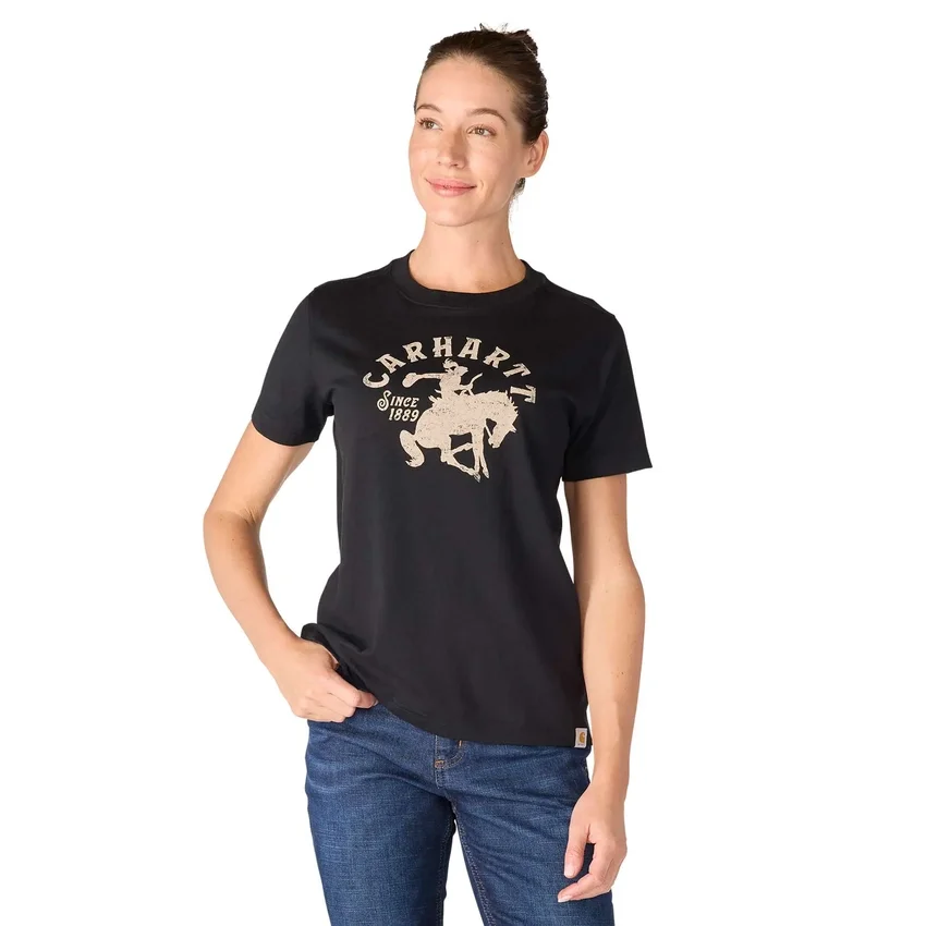 Camisas femininas Irvine de corte descontraído com grafismo de cavalo