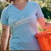 Camisas femininas leves com decote em V e estampadas em Tencel