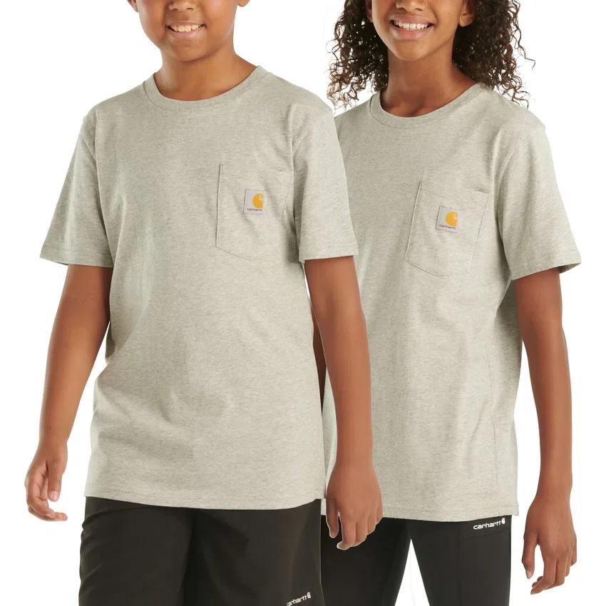 Camisas infantis de manguitos curtos com bolso (bebés/crianças/jovens)