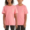 Camisas infantis de manguitos curtos com bolso (bebés/crianças/jovens)