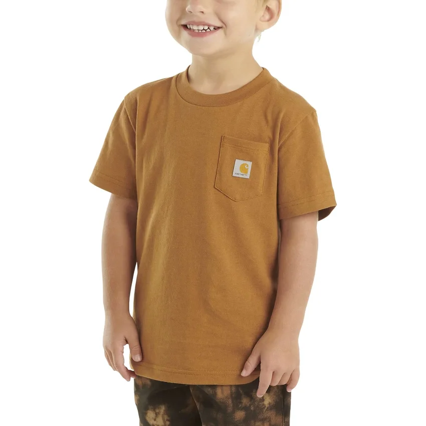 Camisas infantis de manguitos curtos com bolso (bebés/crianças/jovens)