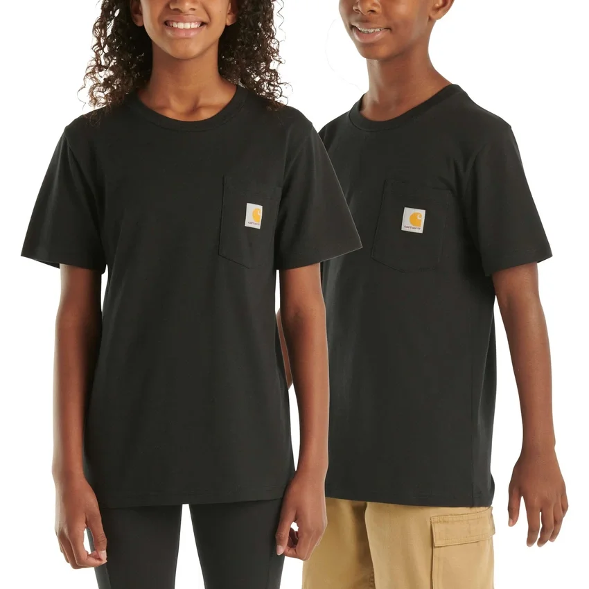 Camisas infantis de manguitos curtos com bolso (bebés/crianças/jovens)