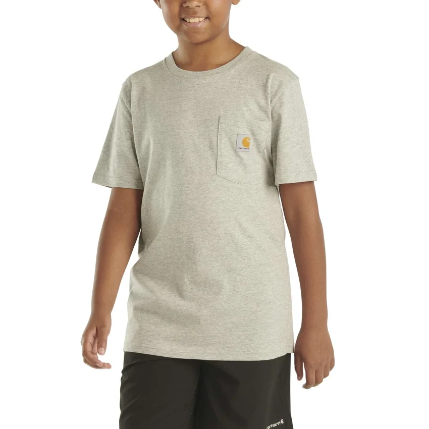 Camisas infantis de manguitos curtos com bolso (bebés/crianças/jovens)