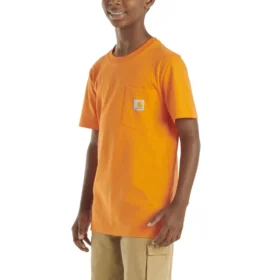Camisas infantis de manguitos curtos com bolso (bebés/crianças/jovens)