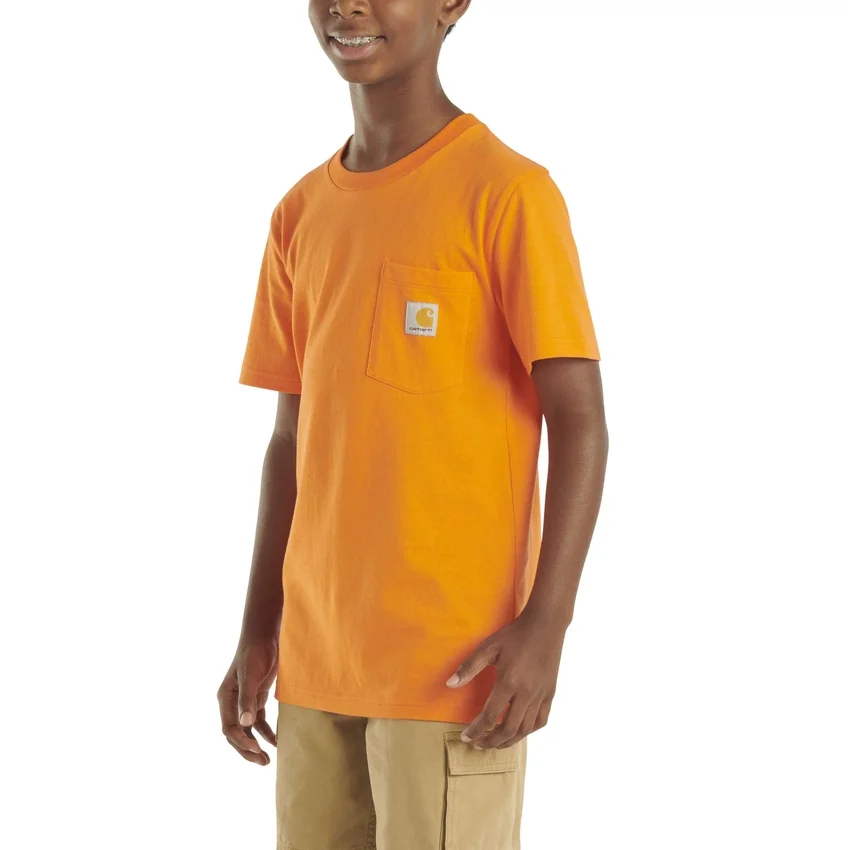 Camisas infantis de manguitos curtos com bolso (bebés/crianças/jovens)