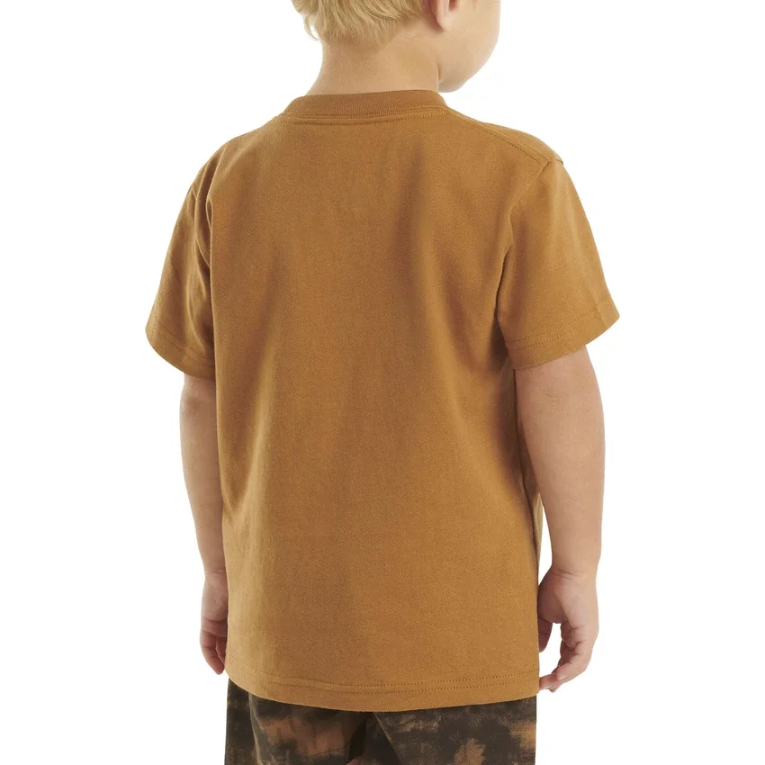 Camisas infantis de manguitos curtos com bolso (bebés/crianças/jovens)