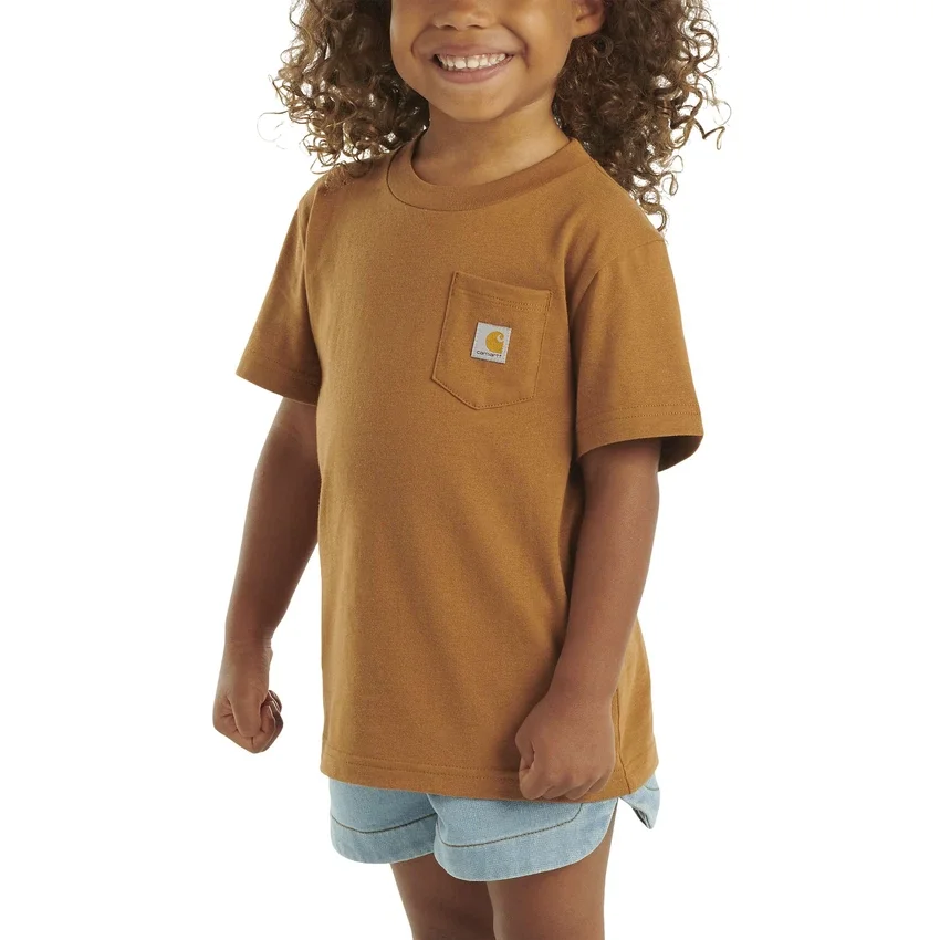 Camisas infantis de manguitos curtos com bolso (bebés/crianças/jovens)