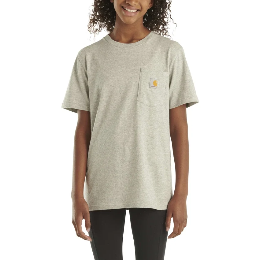 Camisas infantis de manguitos curtos com bolso (bebés/crianças/jovens)