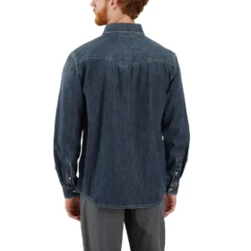 Camisas masculinas de ganga com manguitos longos e corte descontraído com fecho de molas «Montana»
