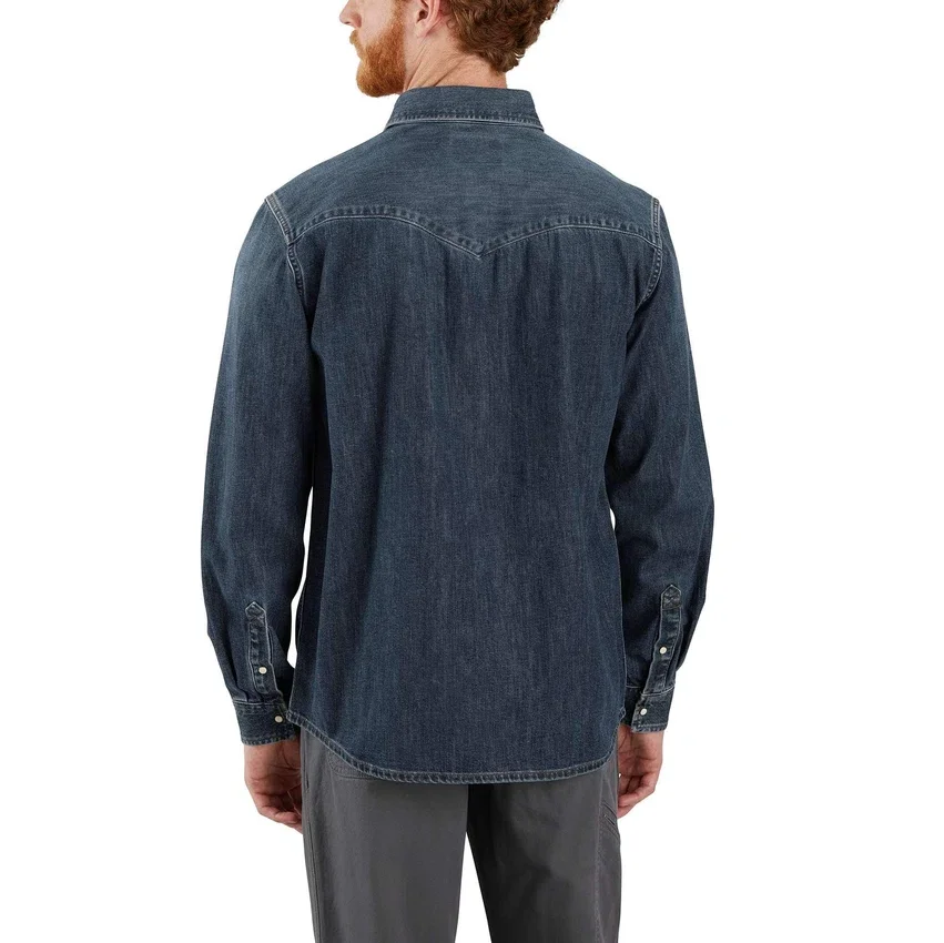 Camisas masculinas de ganga com manguitos longos e corte descontraído com fecho de molas «Montana»