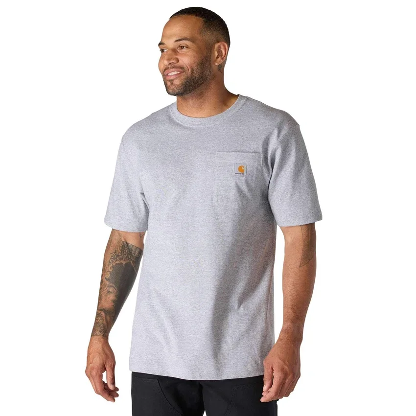 Camisas masculinas icônicas K87 de corte largo e tecido pesado com bolso