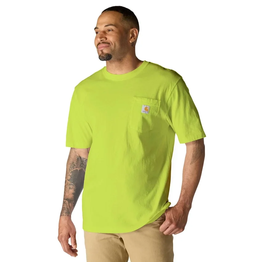 Camisas masculinas icônicas K87 de corte largo e tecido pesado com bolso
