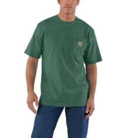 Camisas masculinas icônicas K87 de corte largo e tecido pesado com bolso