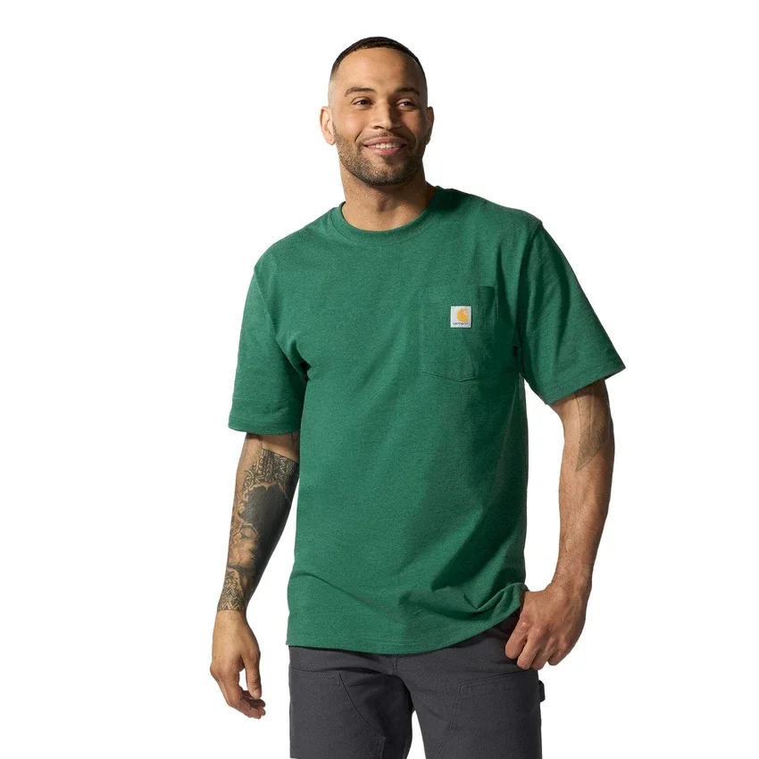 Camisas masculinas icônicas K87 de corte largo e tecido pesado com bolso