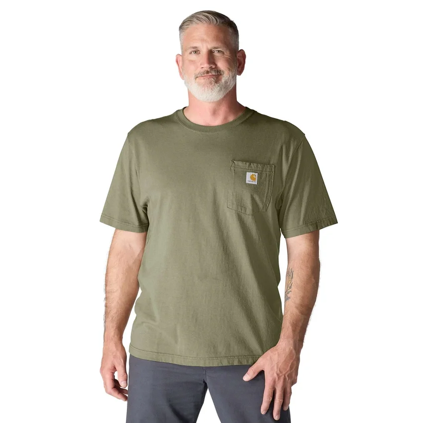 Camisas masculinas icônicas K87 de corte largo e tecido pesado com bolso