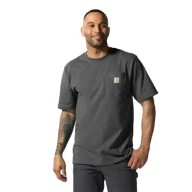 Camisas masculinas icônicas K87 de corte largo e tecido pesado com bolso