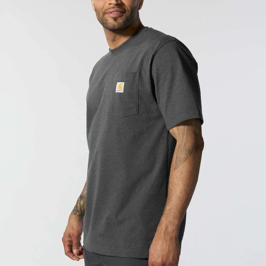 Camisas masculinas icônicas K87 de corte largo e tecido pesado com bolso