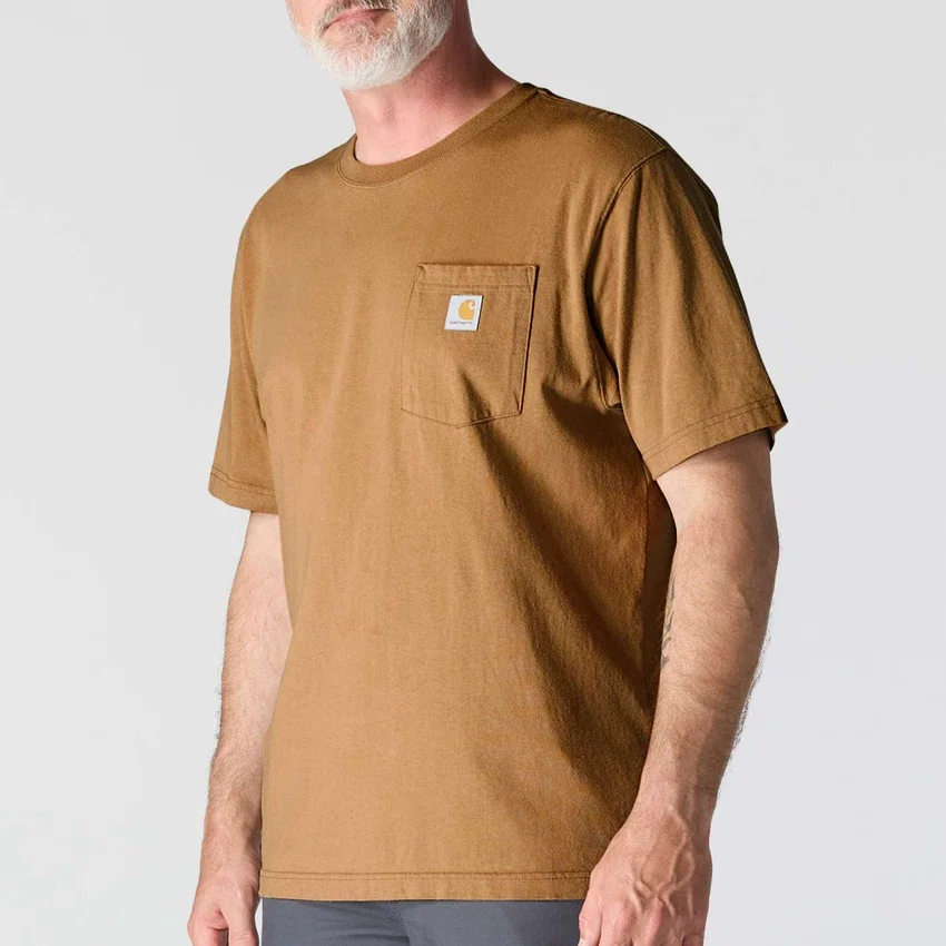 Camisas masculinas icônicas K87 de corte largo e tecido pesado com bolso