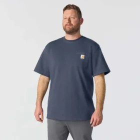 Camisas masculinas icônicas K87 de corte largo e tecido pesado com bolso