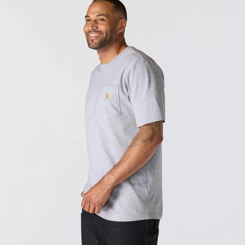 Camisas masculinas icônicas K87 de corte largo e tecido pesado com bolso