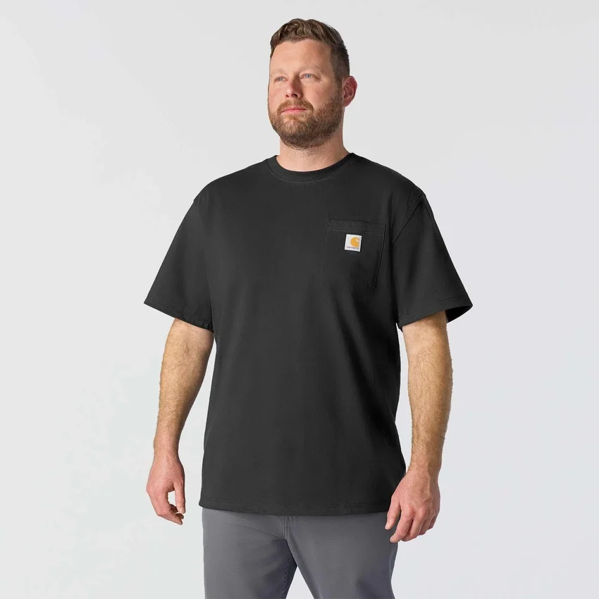 Camisas masculinas icônicas K87 de corte largo e tecido pesado com bolso