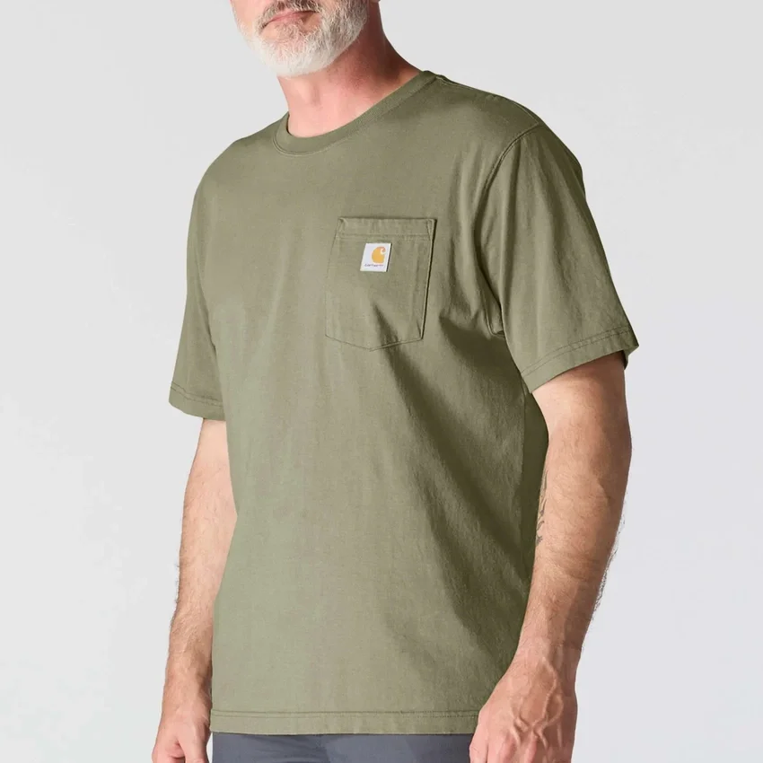 Camisas masculinas icônicas K87 de corte largo e tecido pesado com bolso
