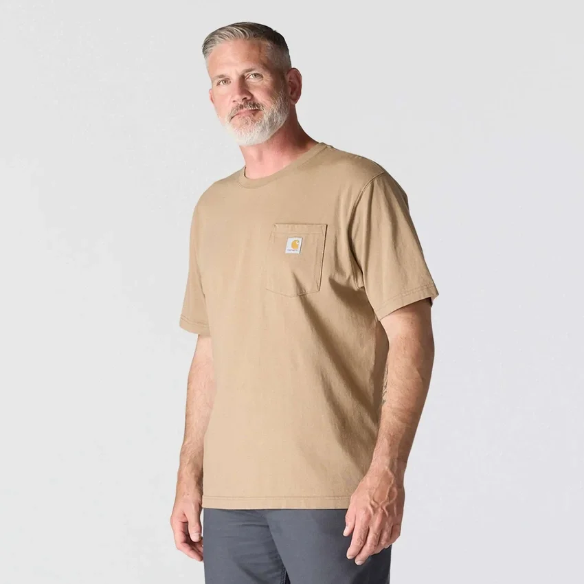 Camisas masculinas icônicas K87 de corte largo e tecido pesado com bolso