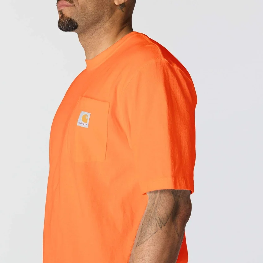 Camisas masculinas icônicas K87 de corte largo e tecido pesado com bolso