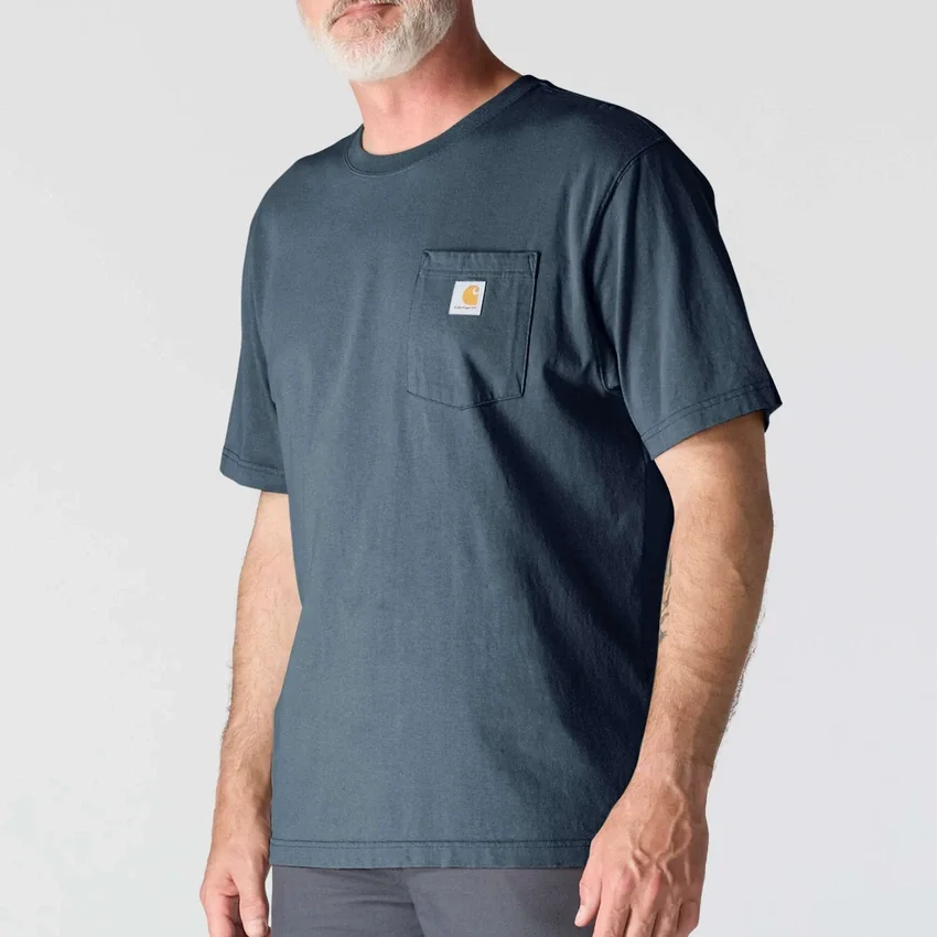 Camisas masculinas icônicas K87 de corte largo e tecido pesado com bolso