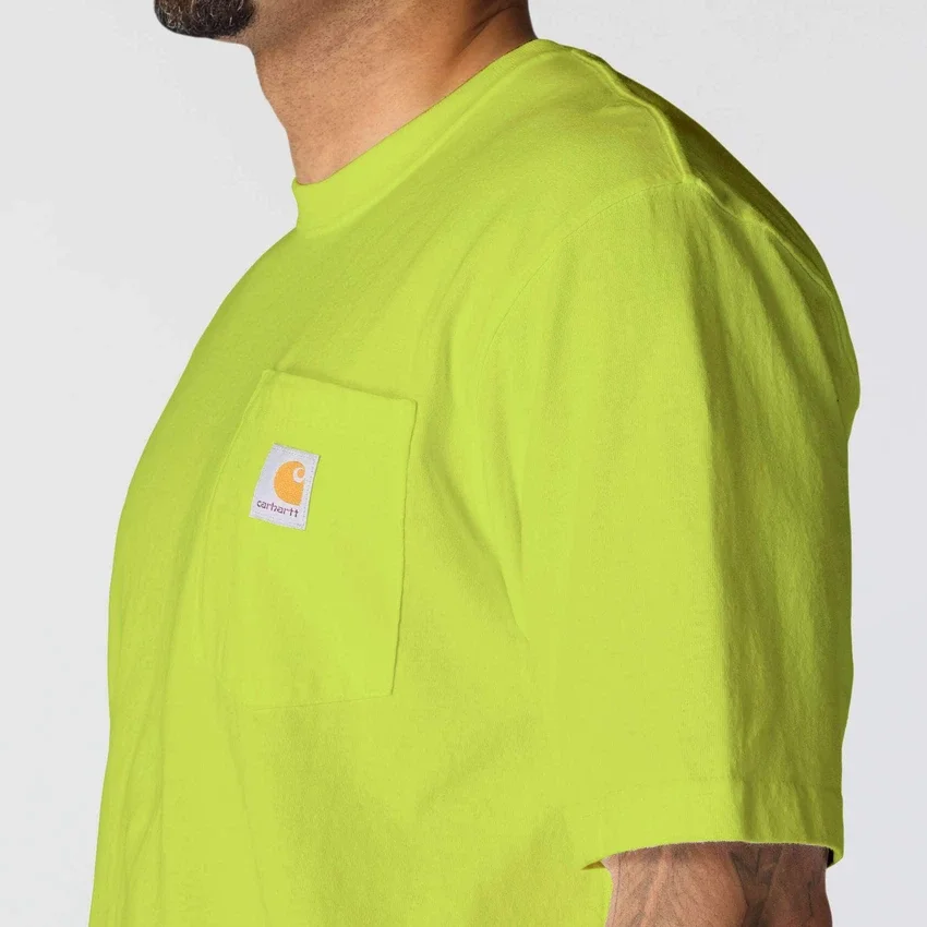 Camisas masculinas icônicas K87 de corte largo e tecido pesado com bolso