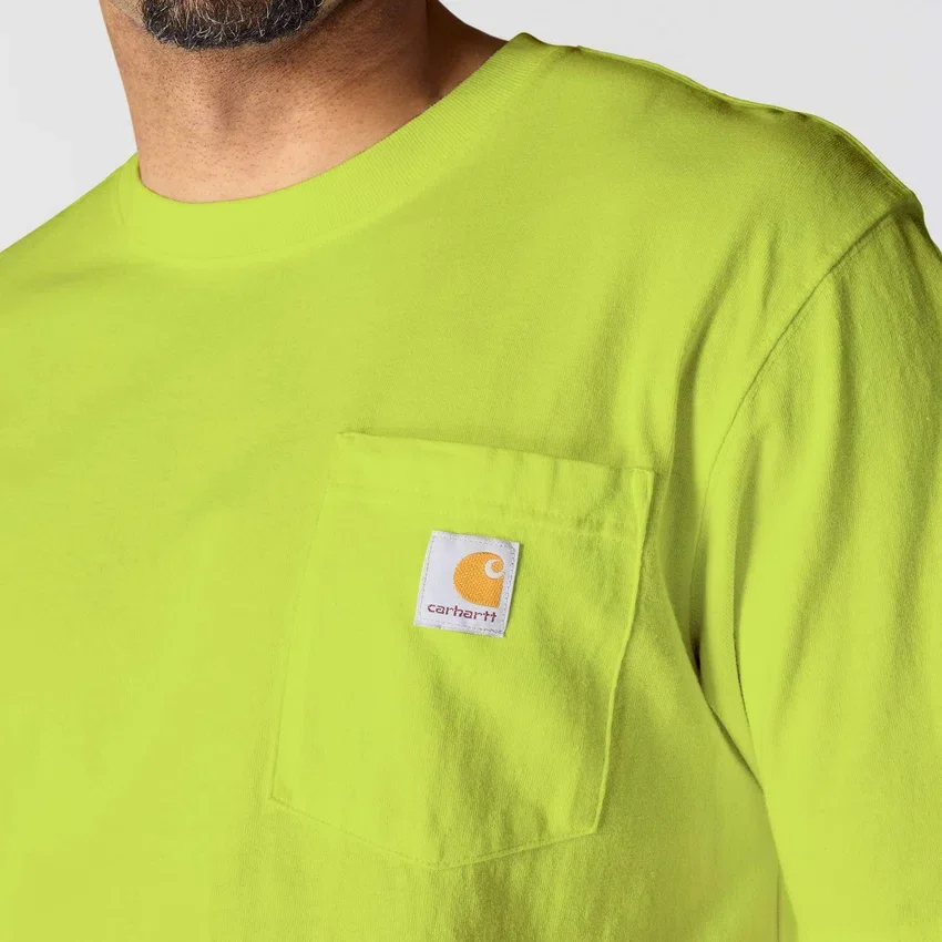 Camisas masculinas icônicas K87 de corte largo e tecido pesado com bolso