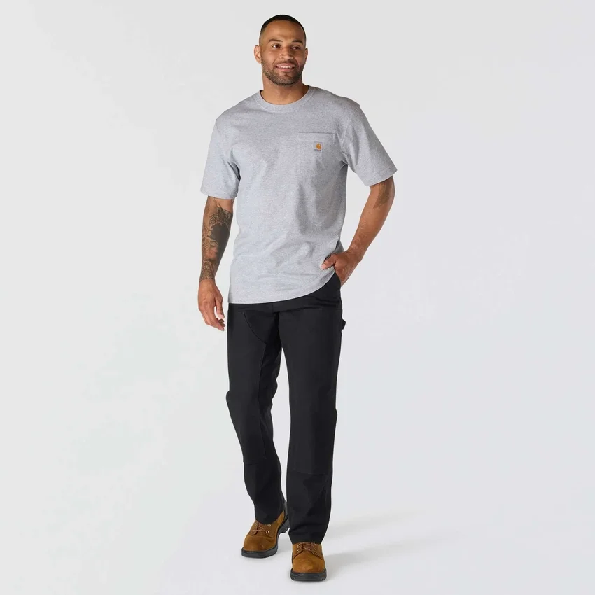 Camisas masculinas icônicas K87 de corte largo e tecido pesado com bolso