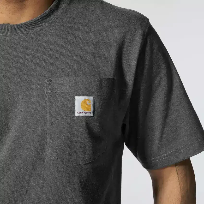 Camisas masculinas icônicas K87 de corte largo e tecido pesado com bolso