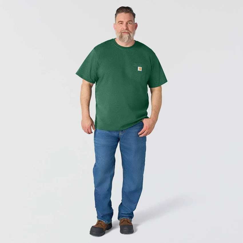 Camisas masculinas icônicas K87 de corte largo e tecido pesado com bolso