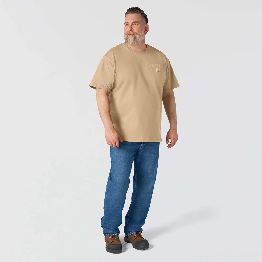 Camisas masculinas icônicas K87 de corte largo e tecido pesado com bolso