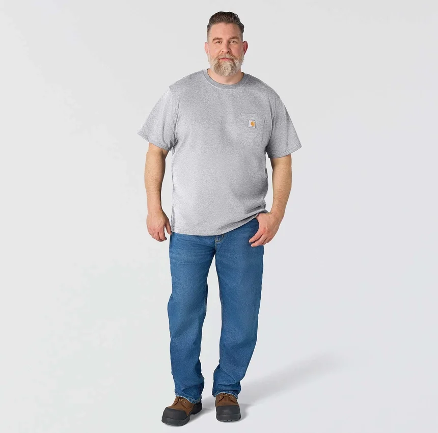Camisas masculinas icônicas K87 de corte largo e tecido pesado com bolso