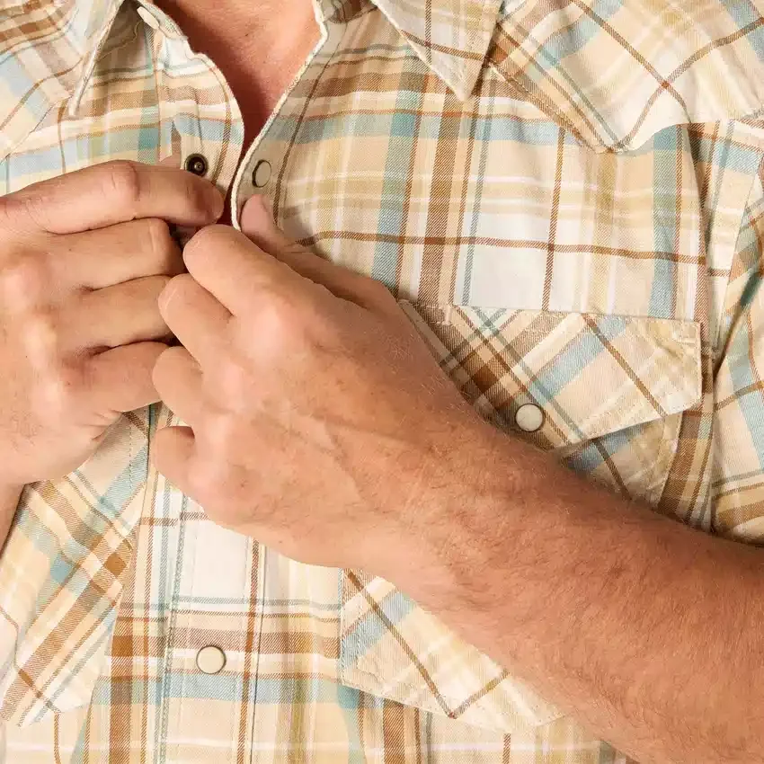 Camisas xadrez com manguitos curtos e corte descontraído Montana Bozeman para homem