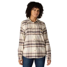 Camisas xadrez de corte descontraído da série de fibras Tencel™ para mulher