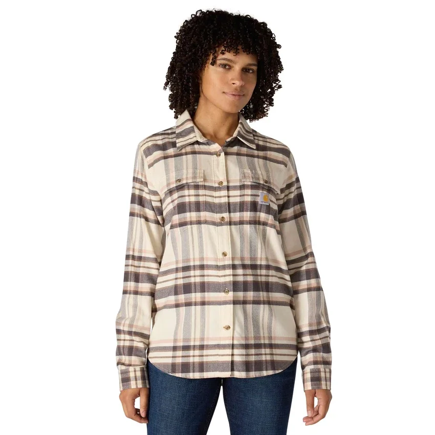 Camisas xadrez de corte descontraído da série de fibras Tencel™ para mulher