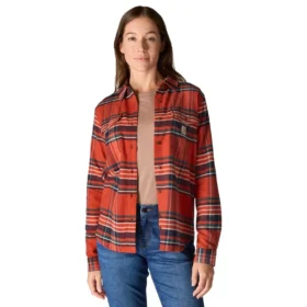 Camisas xadrez de corte descontraído da série de fibras Tencel™ para mulher