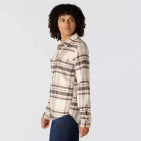 Camisas xadrez de corte descontraído da série de fibras Tencel™ para mulher