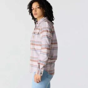 Camisas xadrez de corte descontraído da série de fibras Tencel™ para mulher