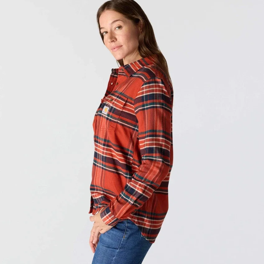 Camisas xadrez de corte descontraído da série de fibras Tencel™ para mulher