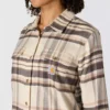 Camisas xadrez de corte descontraído da série de fibras Tencel™ para mulher